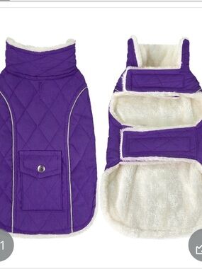 Purple Quilted Faux-Fur Lined Pet Coat (Medium)